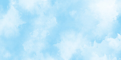 Hand painted abstract soft sky blue watercolor sky and clouds, Watercolor illustration art marble painting sky, soft light blue abstract gradient sky watercolor background wallpaper with clouds.