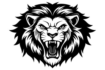 Lion Face Silhouette Vector Illustration, Lion Head Logo icon