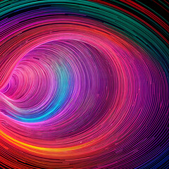 Fototapeta premium Abstract neon swirl with vibrant circular patterns