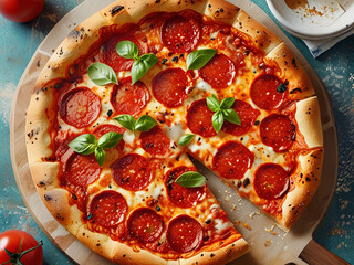 pizza with tomato and basil