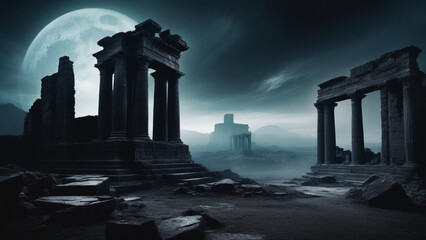 ancient relics of power amidst a nightmare landscape