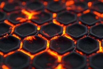A close up of a fire with a lot of orange flames. The fire is surrounded by a wire mesh