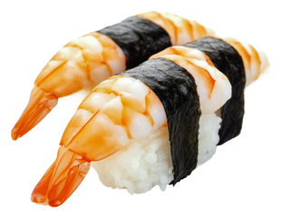 PNG Delicious shrimp sushi served on a white plate
