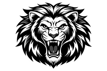 Lion Face Silhouette Vector Illustration, Lion Head Logo icon