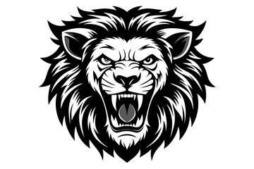 Lion Face Silhouette Vector Illustration, Lion Head Logo icon