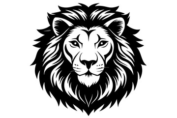 Lion Face Silhouette Vector Illustration, Lion Head Logo icon