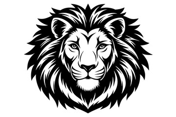 Lion Face Silhouette Vector Illustration, Lion Head Logo icon