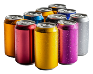 PNG Colorful variety of chilled cans on display