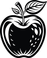 apple fruit silhouette illustration black and white