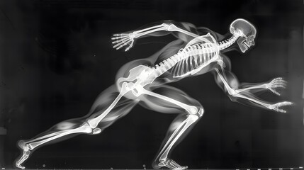 Obraz premium X-Ray of a Sprinter Running: An x-ray image of a sprinter in mid-stride, showing the dynamic movement of the legs and arms. 