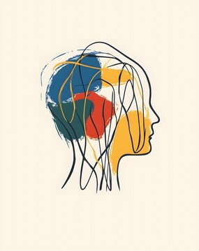 recommend clip art: Illustration of mental health concept of silhouette of human head thoughts