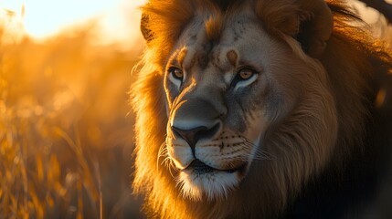 portrait of a majestic lion in the wild, wildlife