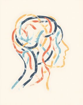 recommend clip art: Illustration of mental health concept of silhouette of human head thoughts
