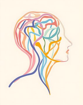 recommend clip art: Illustration of mental health concept of silhouette of human head thoughts