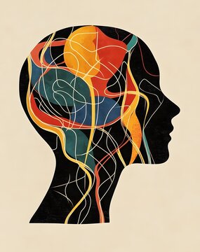 recommend clip art: Illustration of mental health concept of silhouette of human head thoughts