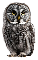 Fototapeta premium PNG Striking great grey owl perched in natural stance