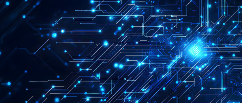 A flat vector illustration of a coding concept, deep blue theme, technology background, code snippets flowing across, binary codes integrated into the design, subtle glow effects, dark blue tones