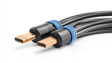 High-Definition Connection: Two HDMI cables, showcasing the gold-plated connectors and black braided cable, ready to transmit crystal-clear video and audio signals.  