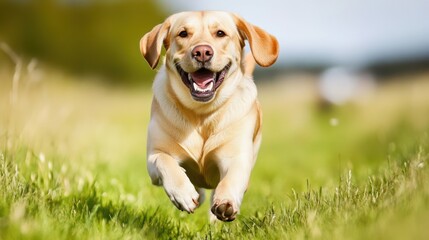 Labrador Retriever Running in Field