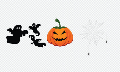 Collection of Happy Halloween Icons, spider vector  silhouettes illustration