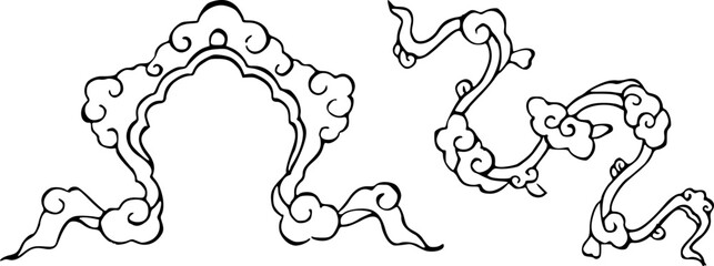 Ottoman Illumination Cloud Motif Vector