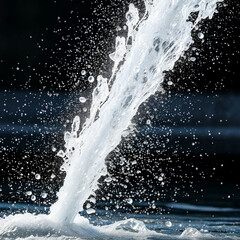 High-Speed Water Splash in Mid-Air with Droplets Against Dark Background