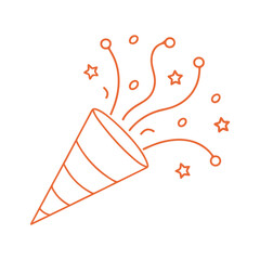 Confetti party popper icon, bright cartoon birthday cracker, celebration icon, vector illustration.