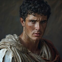 A Roman citizen, outwardly healthy, reveals subtle signs of lead poisoning, such as fatigue, pale skin, and slight tremors, suggesting hidden toxic damage over time.