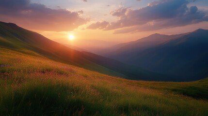 Fototapeta premium Golden Hour Mountain Landscape