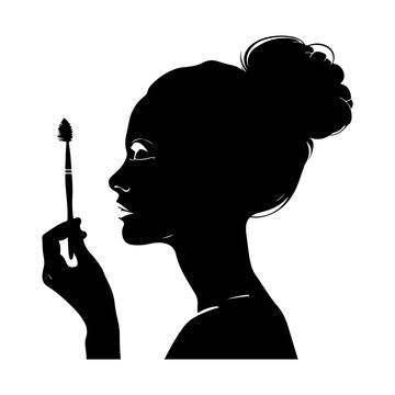 woman silhouette holding makeup brush clip art preview
