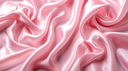Obraz premium Soft pink silk fabric with smooth flowing texture, creating elegant and luxurious folds. Ideal for backgrounds and textiles.
