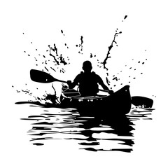 Canoeing silhouette vector illustration