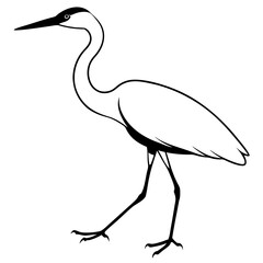 Fototapeta premium a heron silhouette black and white generative AI