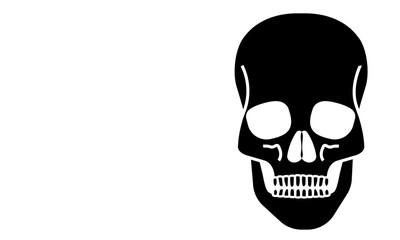 Pirate skulls in black and white with a knockout stroke, design element for tshirts or clothing