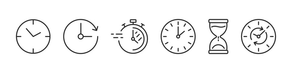 Timers and clock icons set. Time line icon. Vector illustration