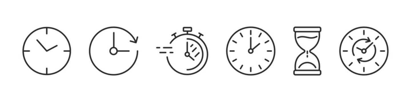 Timers and clock icons set. Time line icon. Vector illustration