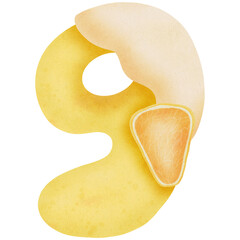 0 1 2 3 4 5 7 8 9 Zero Seven One Two Three Four Five Eight Nine 3D lemon Number PNG Clip Art No Transparent Background