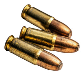 PNG Close-up of three bullets on a white background