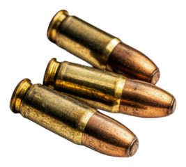 PNG Close-up of three bullets on a white background