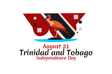 August 31, Trinidad and Tobago Independence day vector illustration. Suitable for greeting card, poster and banner.
