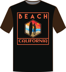Beach California retro t shirt design
