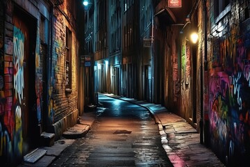 Fototapeta premium Nighttime Graffiti Alley