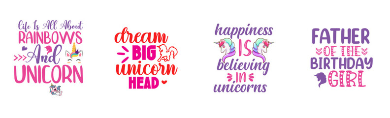 Fototapeta premium Creative Unicorn Invitation, Quotes Collection Vector Illustration for Book Cover, Packaging, Advertisement