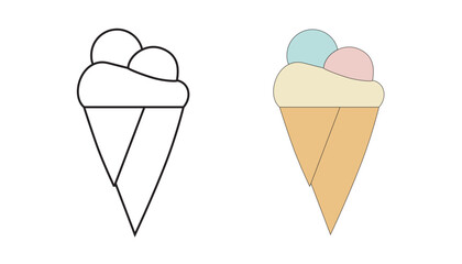 Ice cream. A cone. Dessert. Food. Illustration.