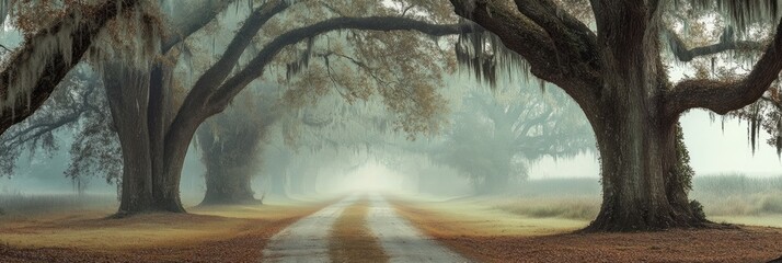 Fototapeta premium South Carolina Plantation: Southern Charm of Low Country Oaks and Spanish Moss