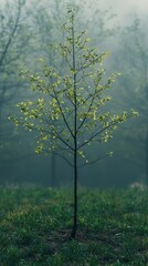 Fototapeta premium Fresh Green Leaves on Young Tree in Sunlight