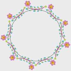 Floral Wreath Frame with Flowers in Circular Design