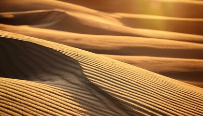 Close up real photo of sand ripples at sunset, beach or desert background