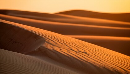Close up real photo of sand ripples at sunset, beach or desert background