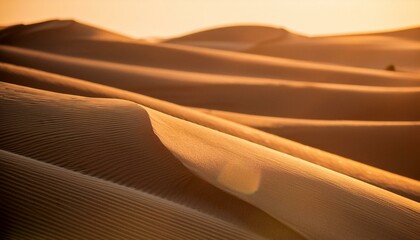 Close up real photo of sand ripples at sunset, beach or desert background